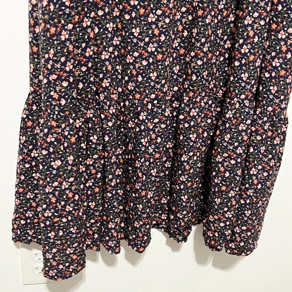 Old Navy Womens Tiered Maxi Dress XXL Dark Floral Cottagecore Prairie Herbalist - Picture 7 of 10